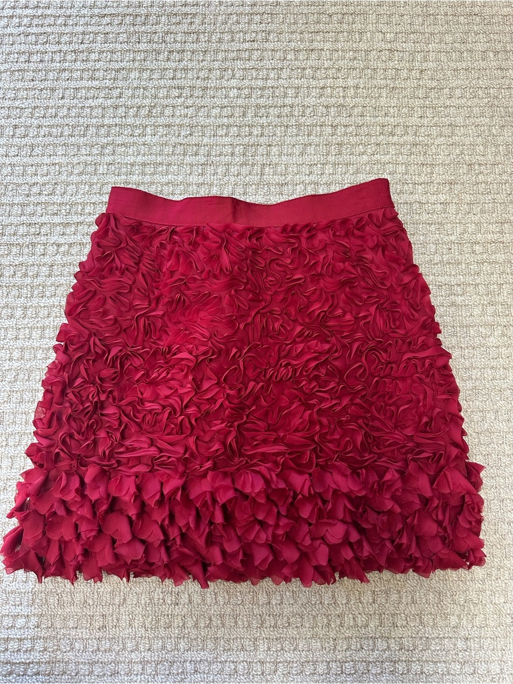 Giambattista Valli Textured 3D Floral Red Mini Skirt Sz 10